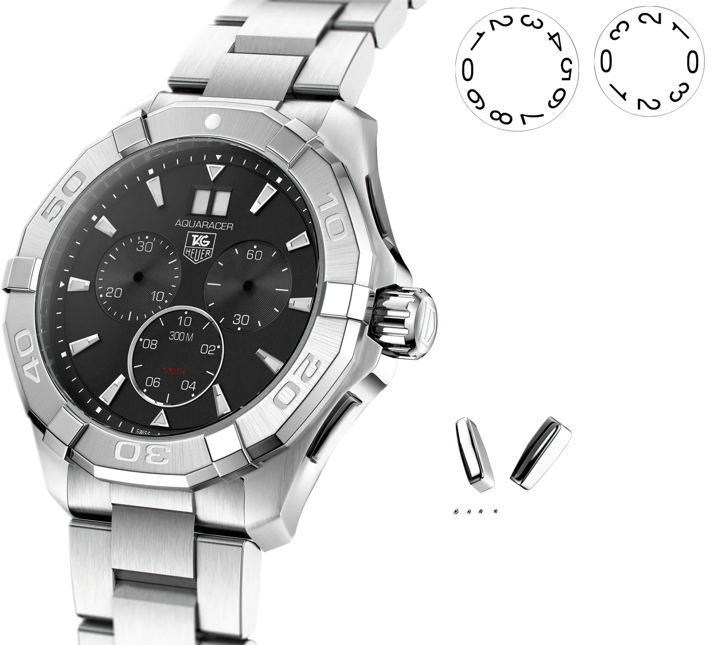 Buy Tag Heuer Aquaracer Black Dial Silver Steel Strap Watch for Men - CAY1110.BA0927 in Pakistan