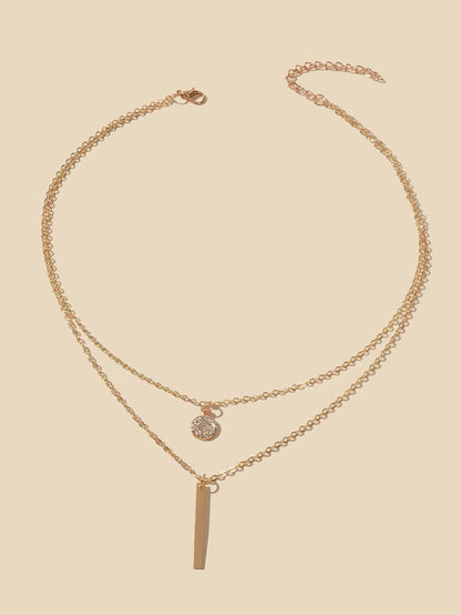 Buy Shein Rhinestone Round Charm Necklace in Pakistan