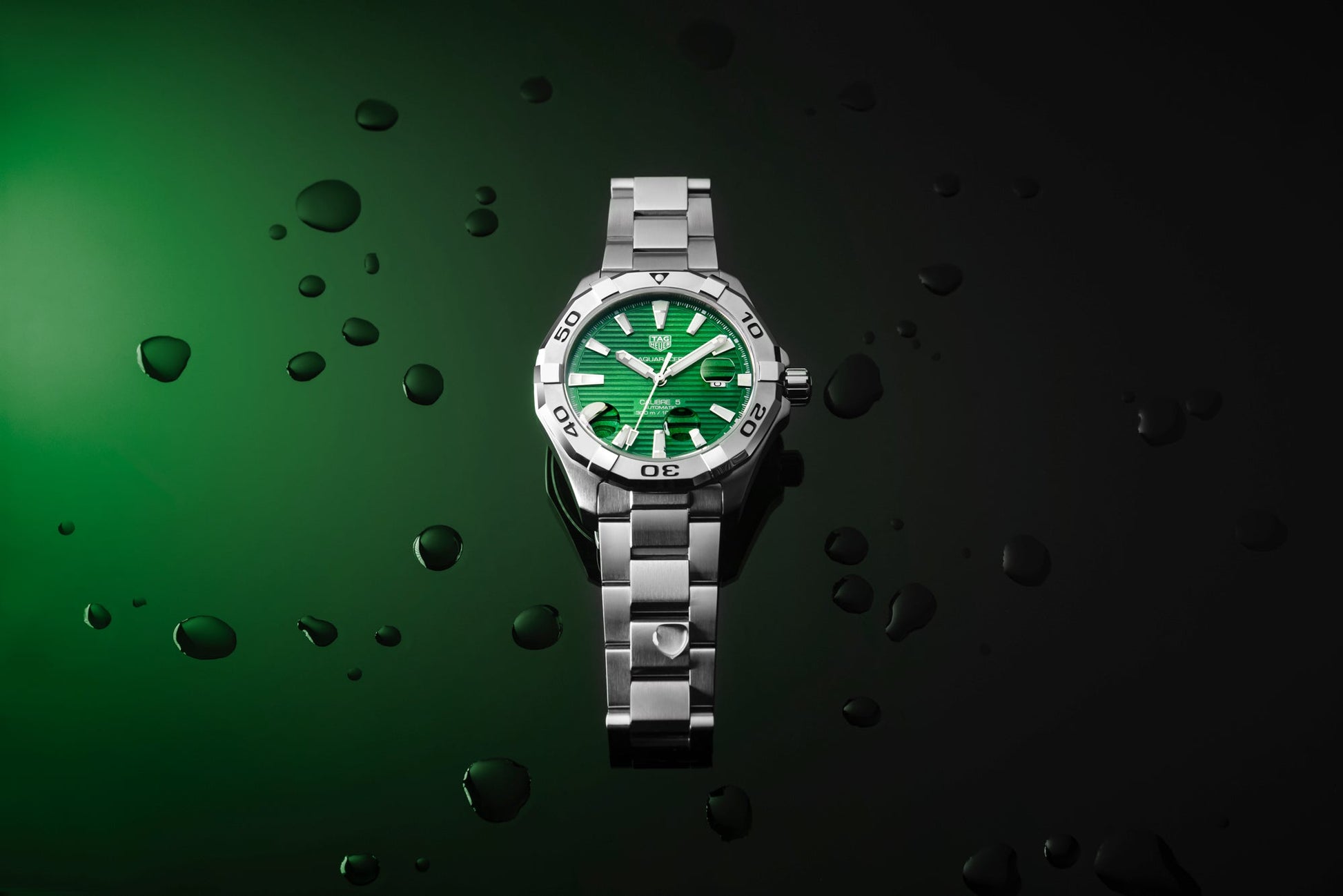 Buy Tag Heuer Aquaracer Green Dial with Diamonds Silver Steel Strap Watch for Women - WBD1316.BA0740 in Pakistan