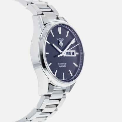Buy Tag Heuer Carrera Calibre 5 Black Dial Silver Steel Strap Watch for Men - WAR201A.BA0723 in Pakistan