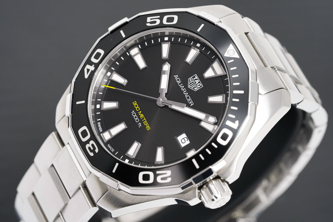 Buy Tag Heuer Aquaracer Black Dial Silver Steel Strap Watch for Men - WAY101A.BA0746 in Pakistan