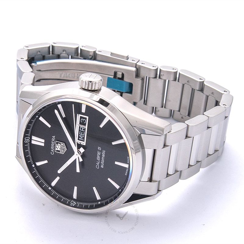 Buy Tag Heuer Carrera Calibre 5 Black Dial Silver Steel Strap Watch for Men - WAR201A.BA0723 in Pakistan