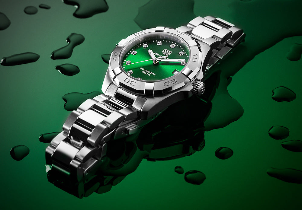 Buy Tag Heuer Aquaracer Green Dial with Diamonds Silver Steel Strap Watch for for Women - WBD1316.BA0740 in Pakistan