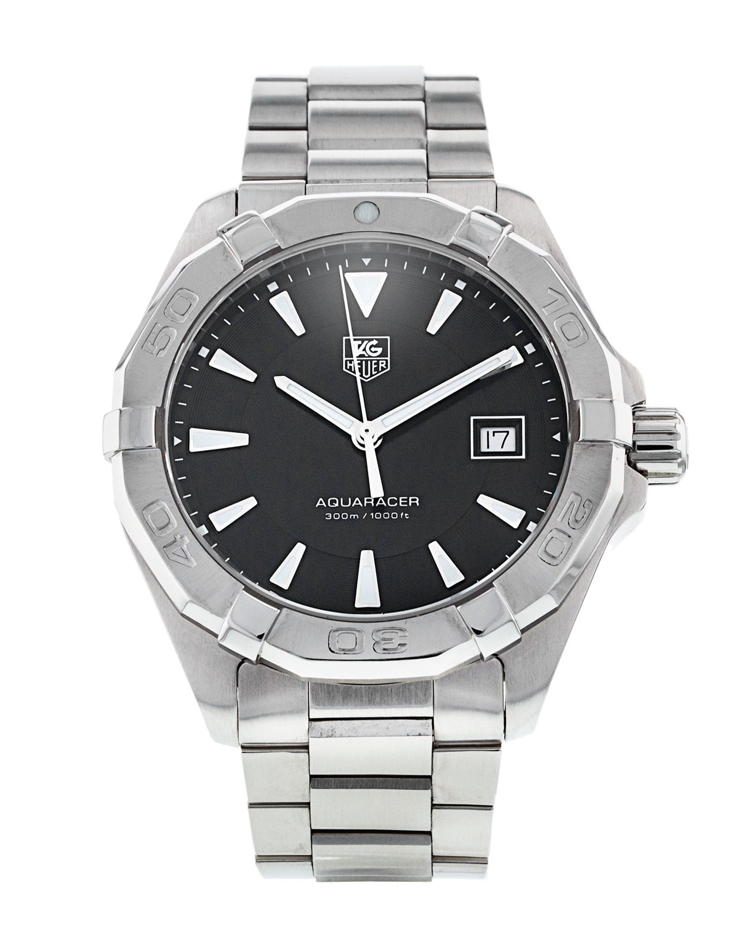 Buy Tag Heuer Aquaracer Black Dial Silver Steel Strap Watch for Men - WAY1110.BA0928 in Pakistan