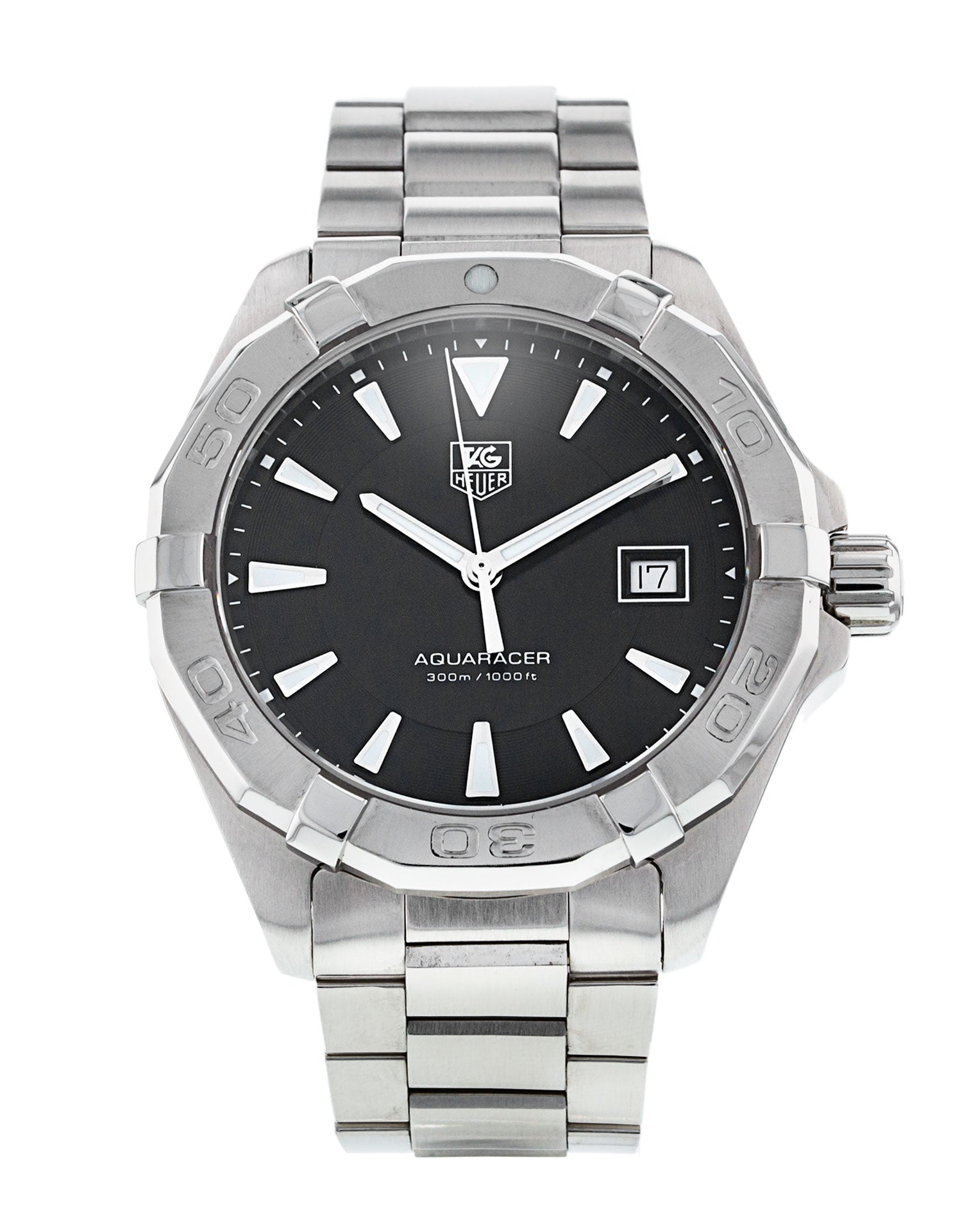 Buy Tag Heuer Aquaracer Black Dial Silver Steel Strap Watch for Men - WAY1110.BA0928 in Pakistan