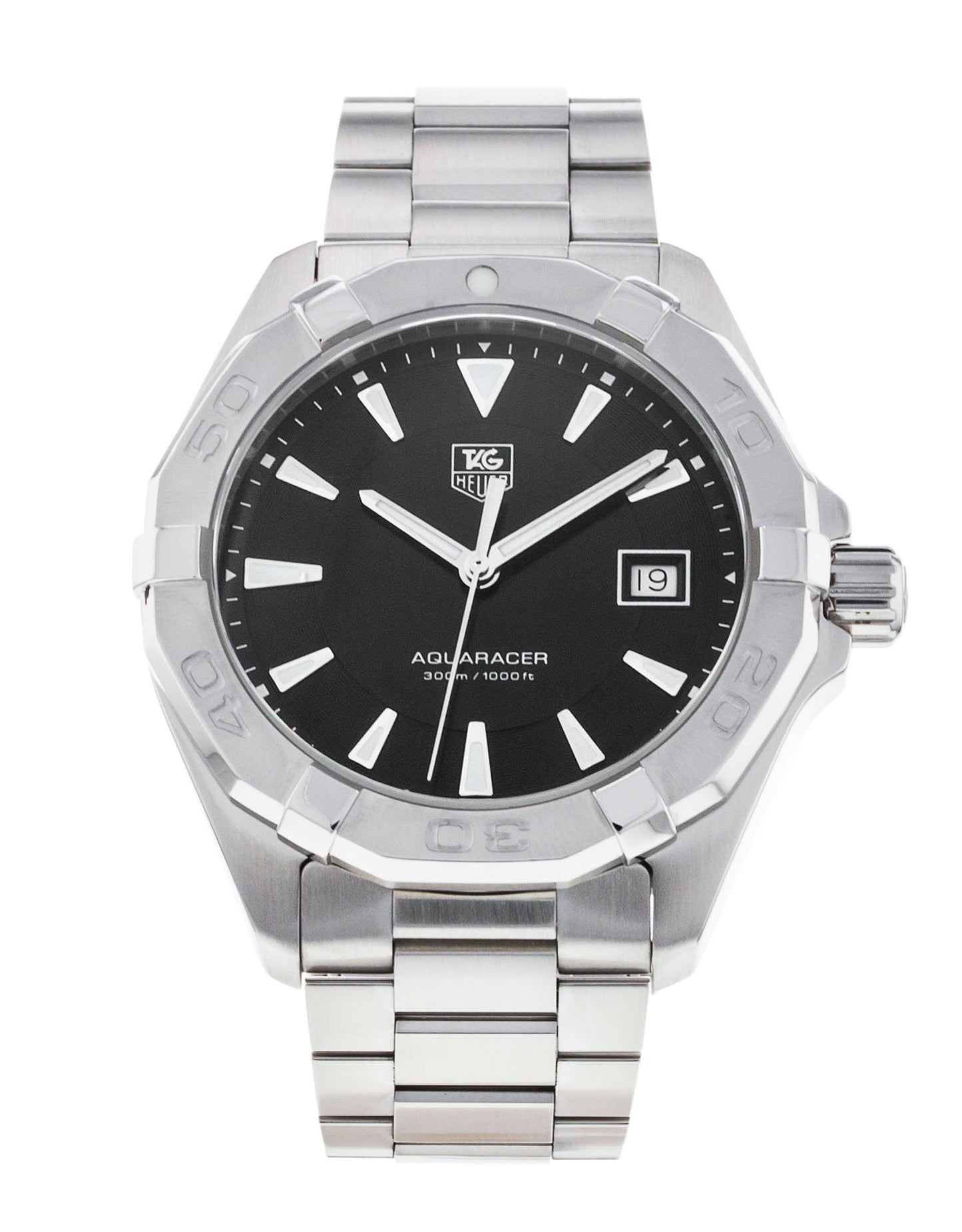 Buy Tag Heuer Aquaracer Black Dial Silver Steel Strap Watch for Men - WAY1110.BA0928 in Pakistan