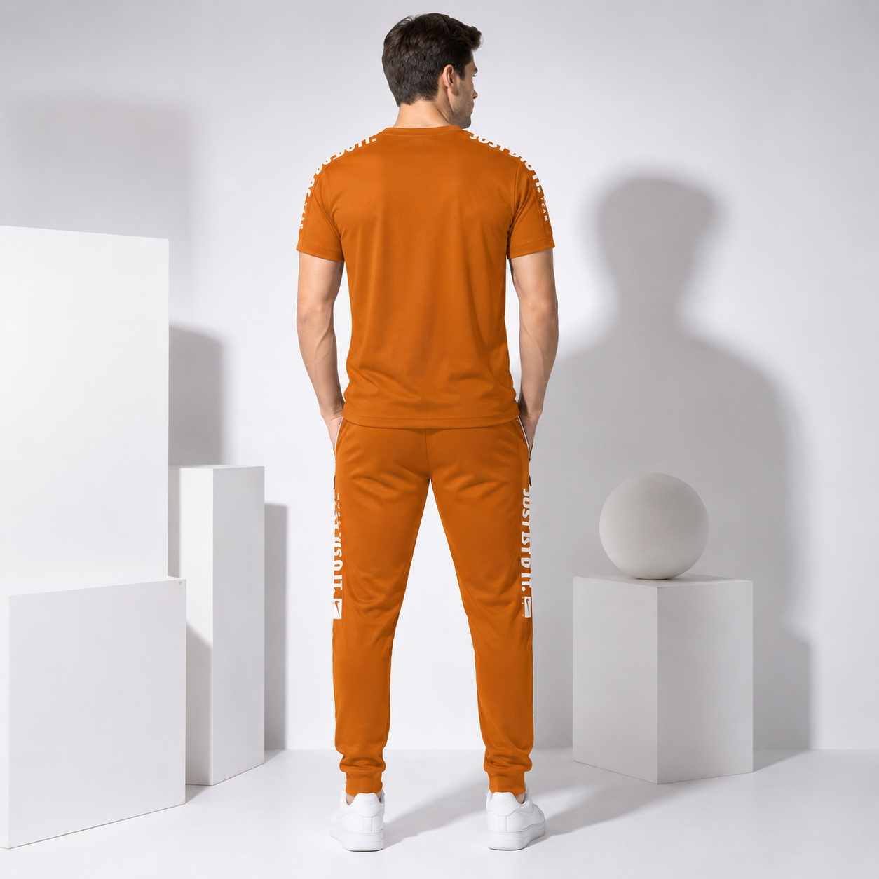 Men's Premium Bronze "Just Do It" Summer Tracksuit – Activewear T-Shirt & Trouser Set
