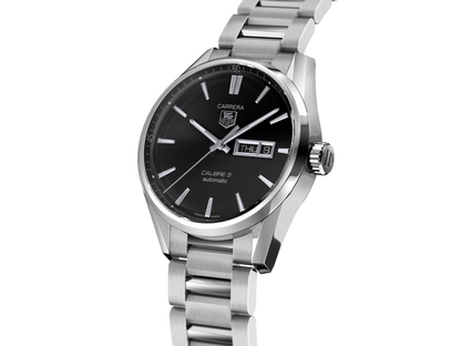 Buy Tag Heuer Carrera Calibre 5 Black Dial Silver Steel Strap Watch for Men - WAR201A.BA0723 in Pakistan