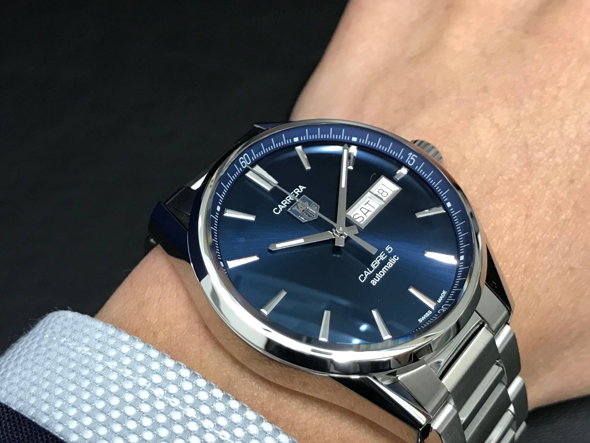 Buy Tag Heuer Carrera Calibre 5 Blue Dial Silver Steel Strap Watch for for Men - WAR201E.BA0723 in Pakistan