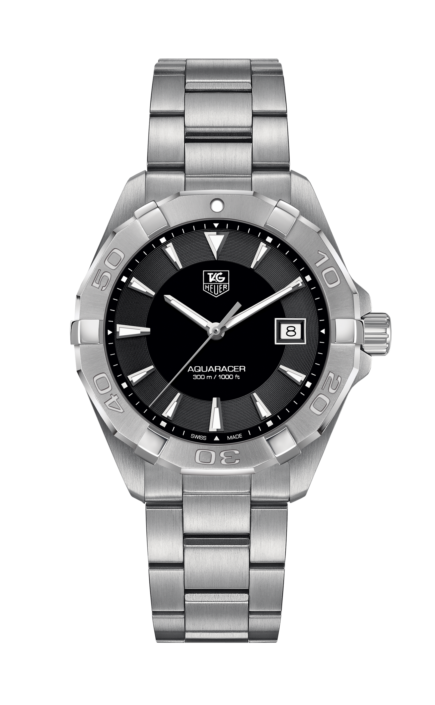 Buy Tag Heuer Aquaracer Black Dial Silver Steel Strap Watch for Men - WAY1110.BA0928 in Pakistan
