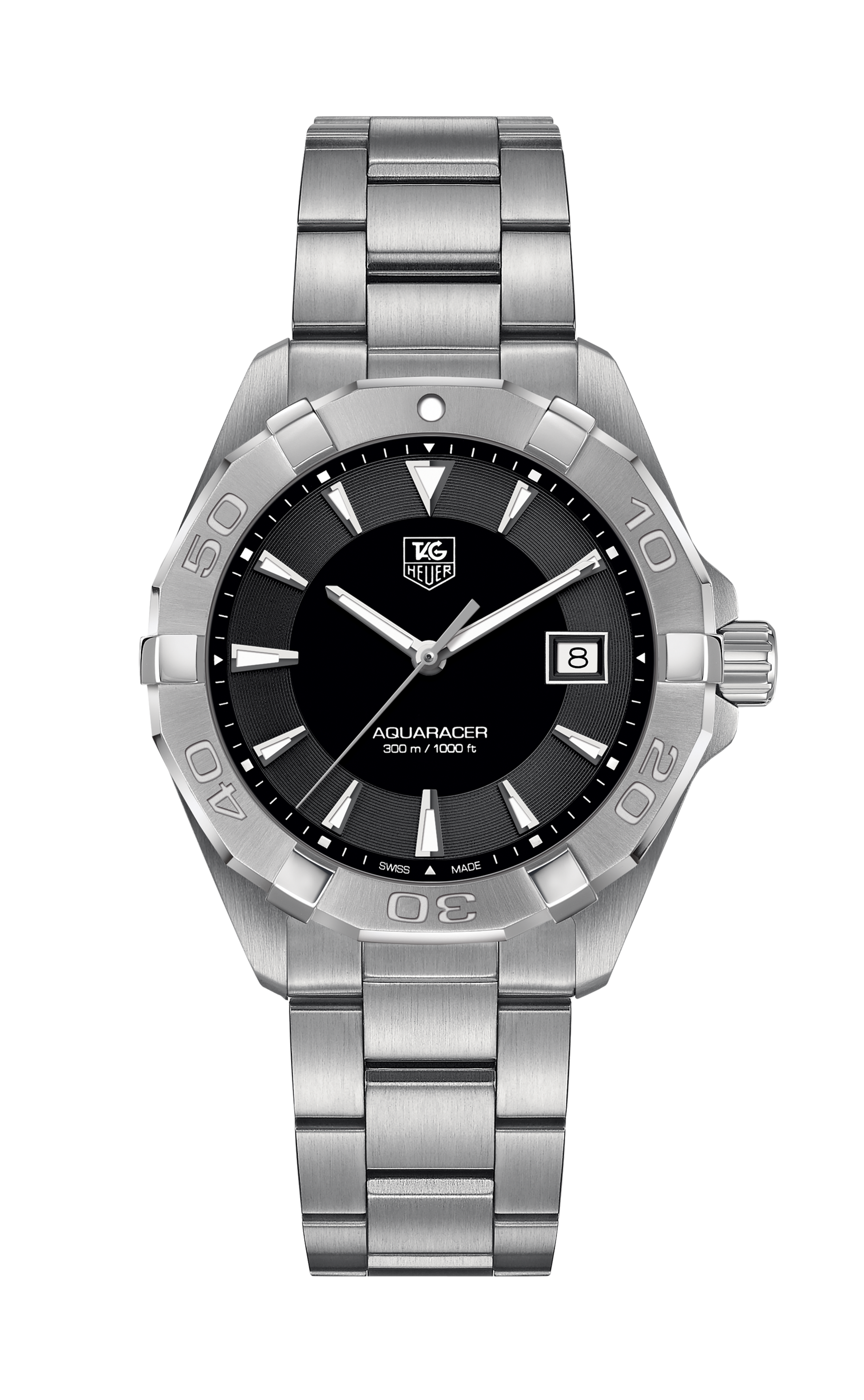 Buy Tag Heuer Aquaracer Black Dial Silver Steel Strap Watch for Men - WAY1110.BA0928 in Pakistan