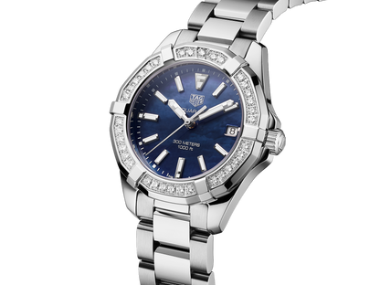 Buy Tag Heuer Aquaracer Blue Dial with Diamonds Silver Steel Strap Watch for Women - WAY131N.BA0748 in Pakistan