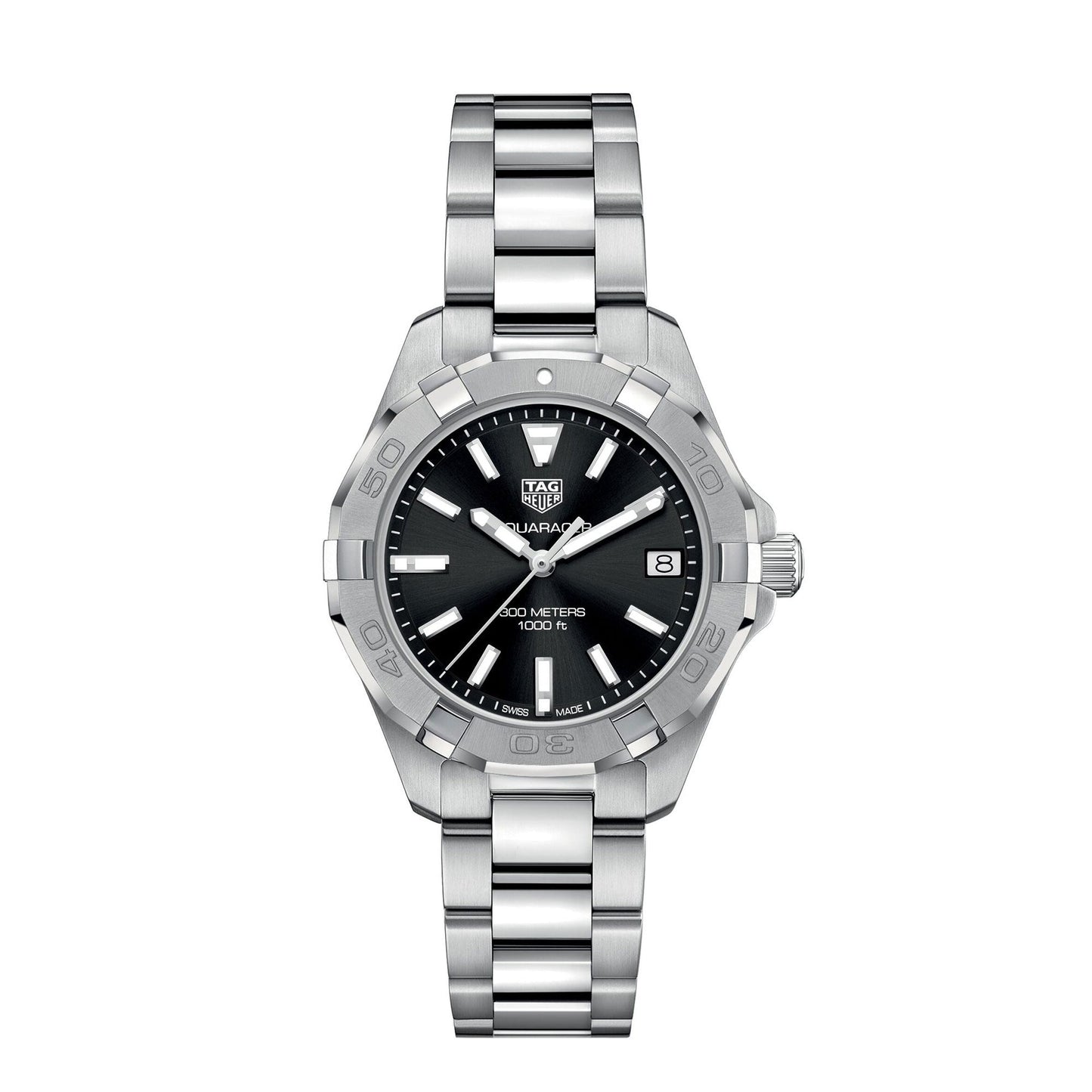 Buy Tag Heuer Aquaracer Black Dial Silver Steel Strap Watch for Women - WBD1310.BA0740 in Pakistan
