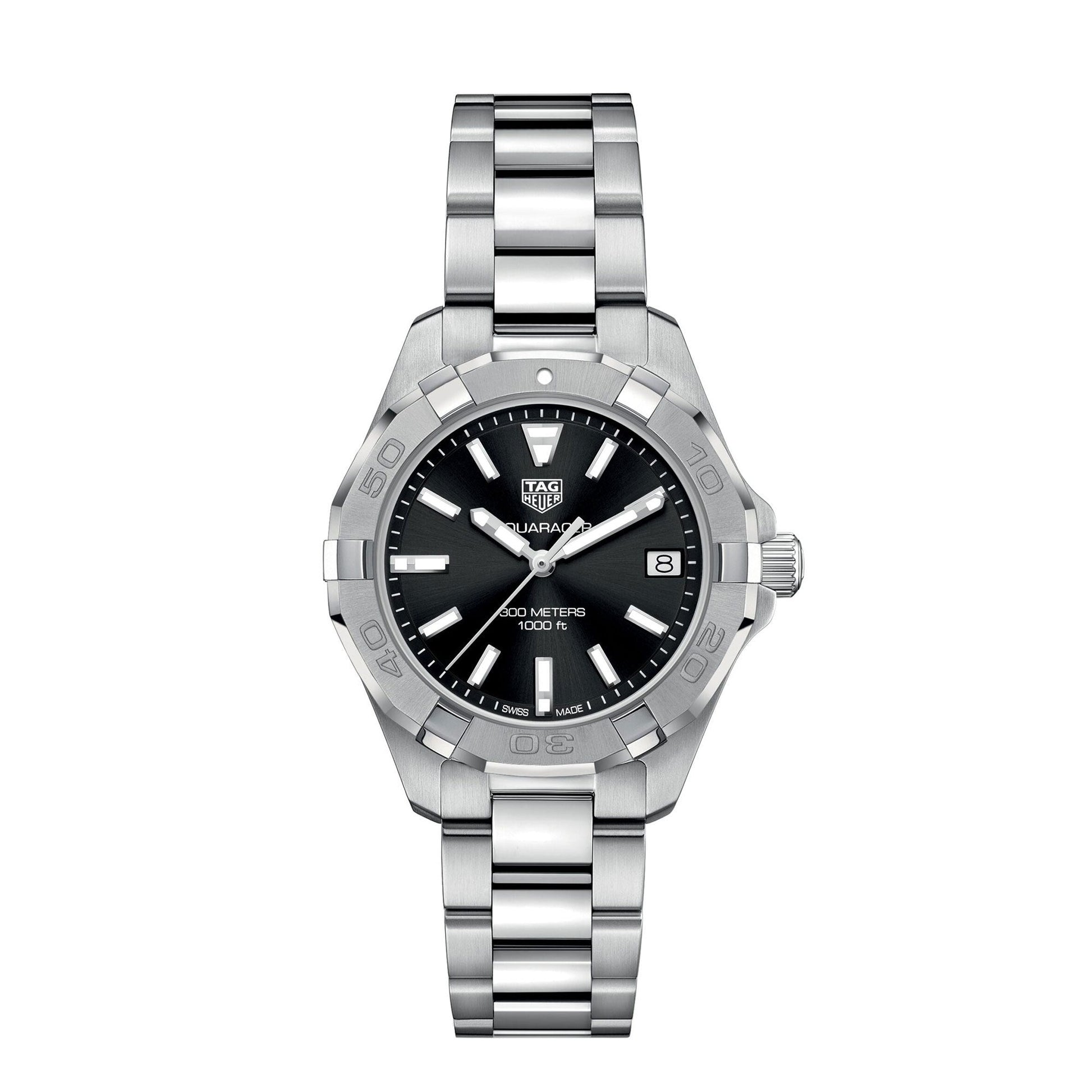 Buy Tag Heuer Aquaracer Black Dial Silver Steel Strap Watch for Women - WBD1310.BA0740 in Pakistan