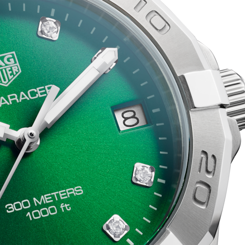 Buy Tag Heuer Aquaracer Green Dial with Diamonds Silver Steel Strap Watch for Women - WBD1316.BA0740 in Pakistan