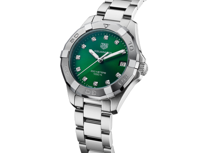 Buy Tag Heuer Aquaracer Green Dial with Diamonds Silver Steel Strap Watch for for Women - WBD1316.BA0740 in Pakistan