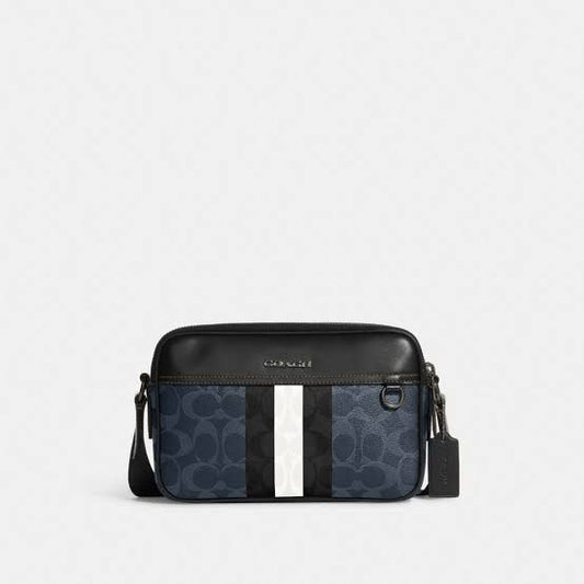 Buy Coach Graham Crossbody In Blocked Signature Canvas With Varsity Stripe Small Bag in Pakistan