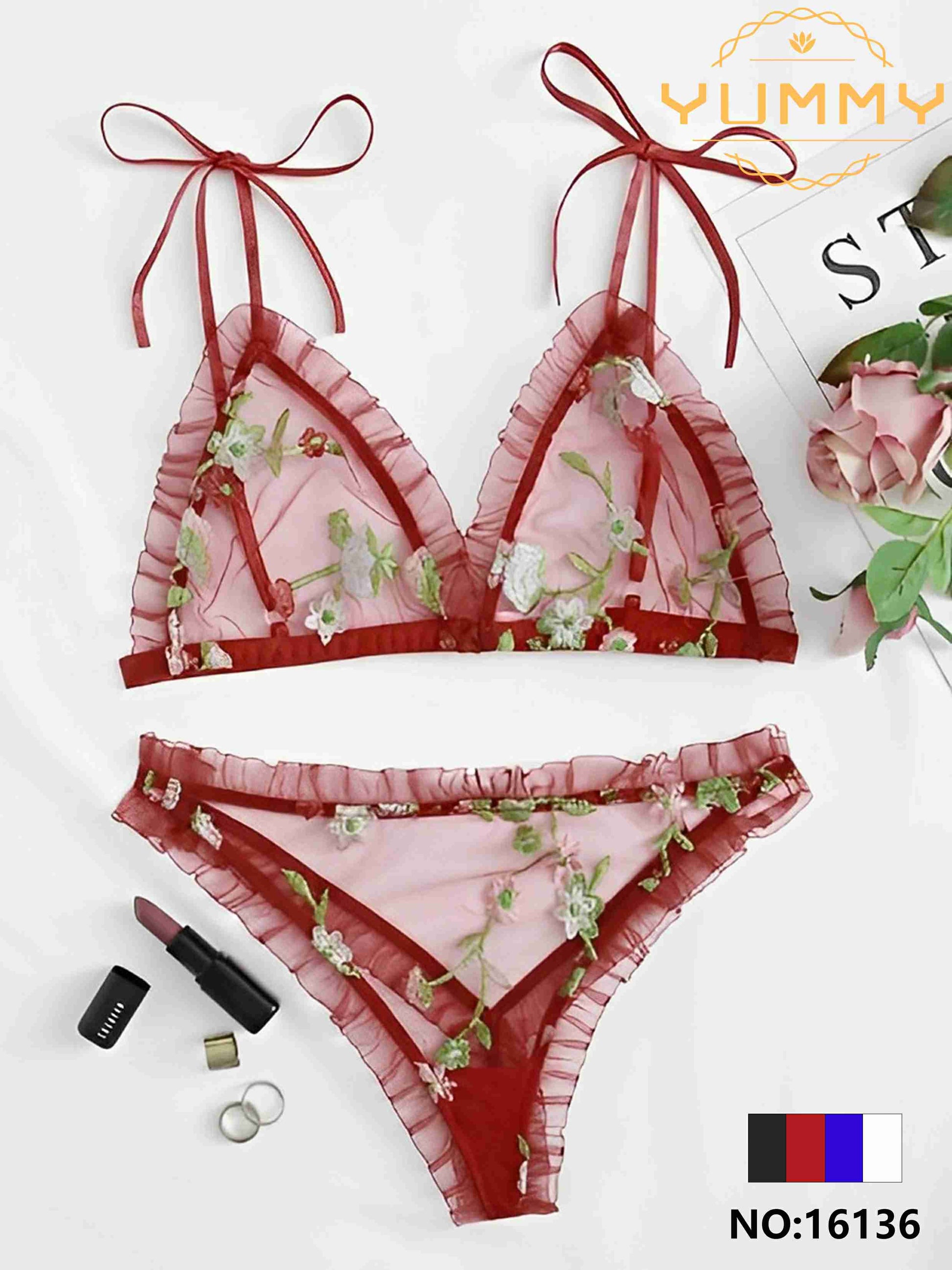 Buy Florea Embroidered Lingerie Set 16136 - Free Size in Pakistan
