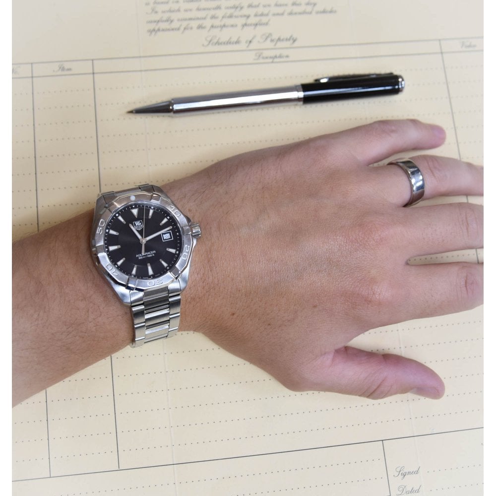 Buy Tag Heuer Aquaracer Black Dial Silver Steel Strap Watch for Men - WAY1110.BA0928 in Pakistan