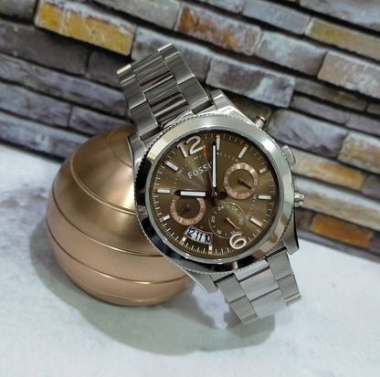 Buy Perfect Boyfriend Taupe Dial Silver Steel Strap Watch For Women in Pakistan