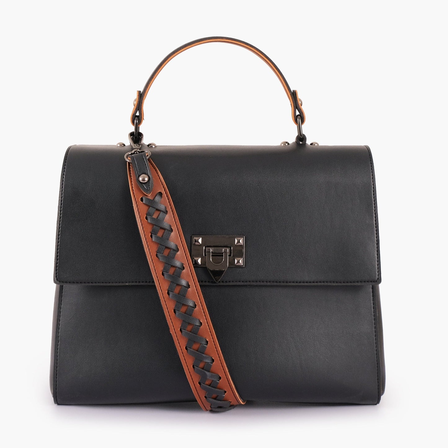 Buy Black Flap-over Top-handle Bag in Pakistan