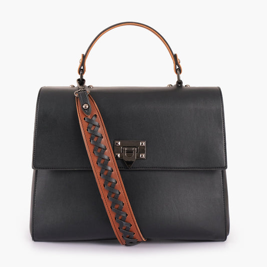 Buy Black Flap-over Top-handle Bag in Pakistan