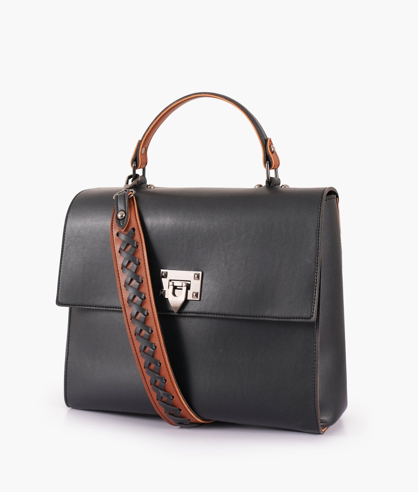 Buy Black Flap-over Top-handle Bag in Pakistan