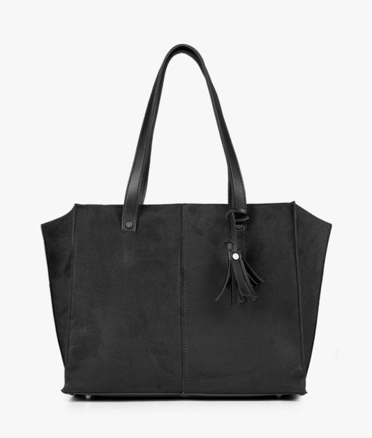 Buy Suede Over The Shoulder Tote Bag - Black in Pakistan