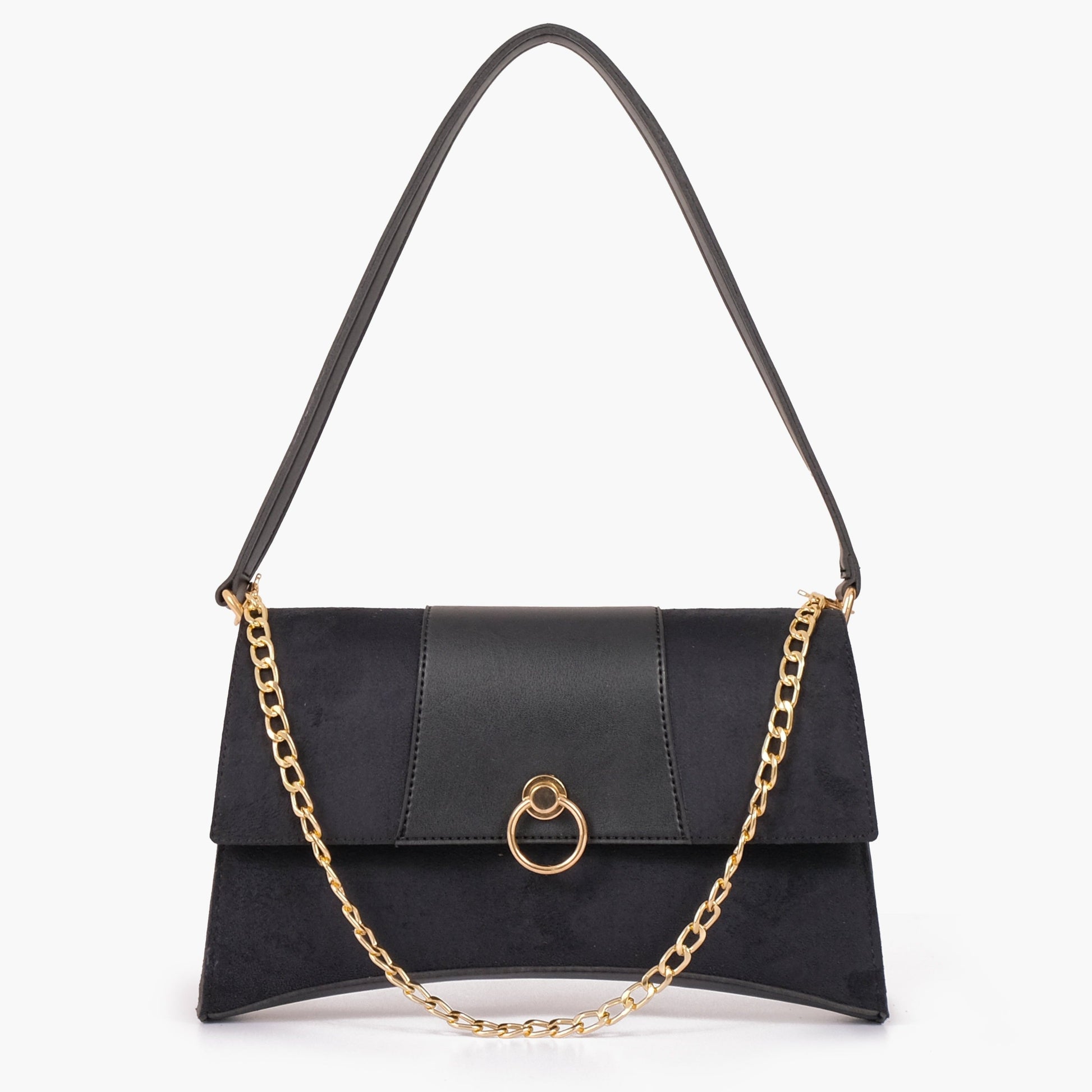 Buy Suede Buckle Envelope Bag - Black in Pakistan