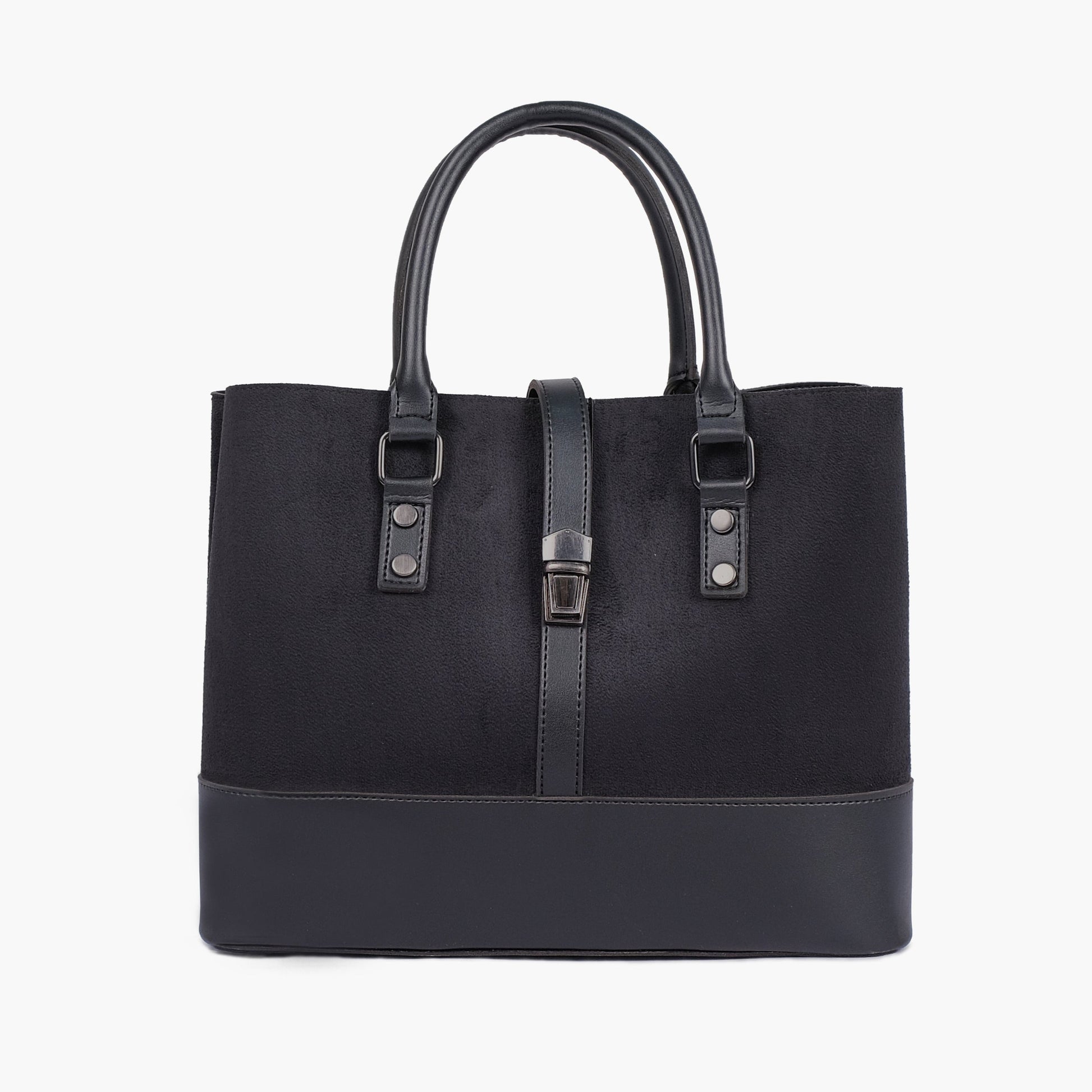 Buy Suede Multi Compartment Shoulder Bag - Black in Pakistan