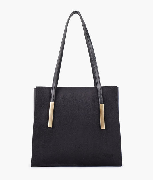 Buy Suede Zipper Shoulder Bag With Long Handle - Black in Pakistan