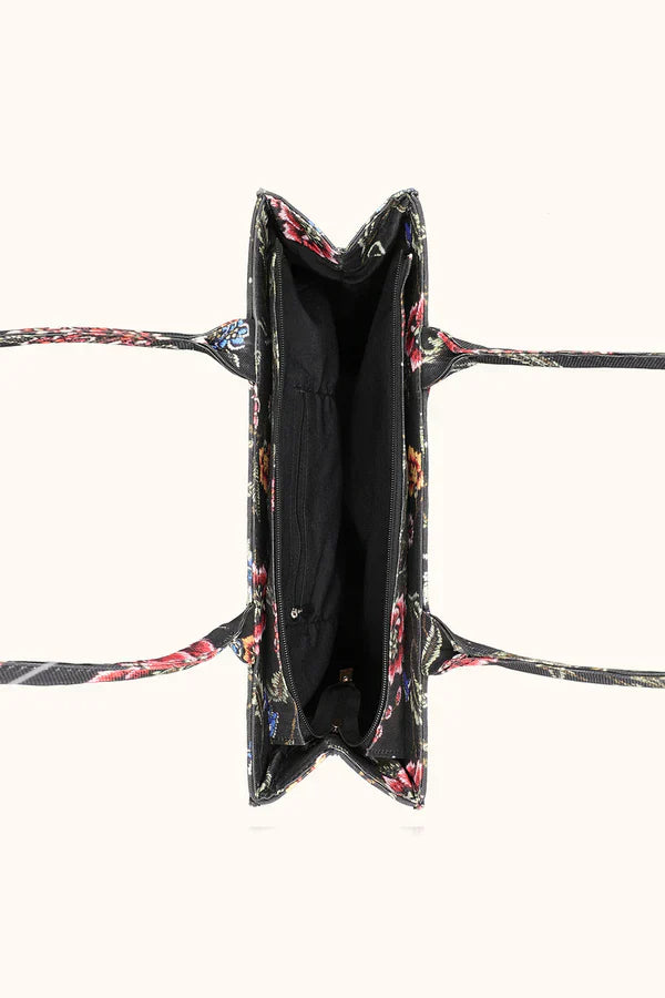Buy Canvas Tote Bag Black Floral in Pakistan