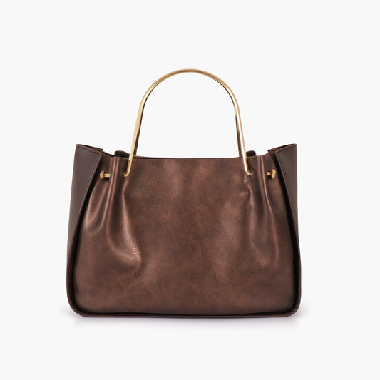 Buy Bronze Metallic Handle Shoulder Bag in Pakistan