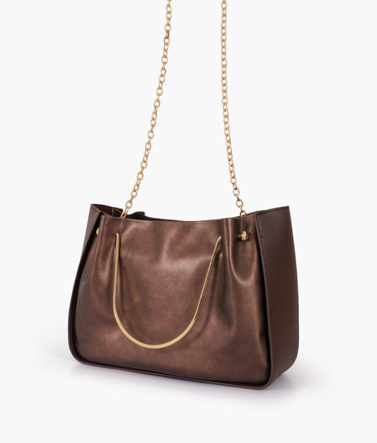 Buy Bronze Metallic Handle Shoulder Bag in Pakistan