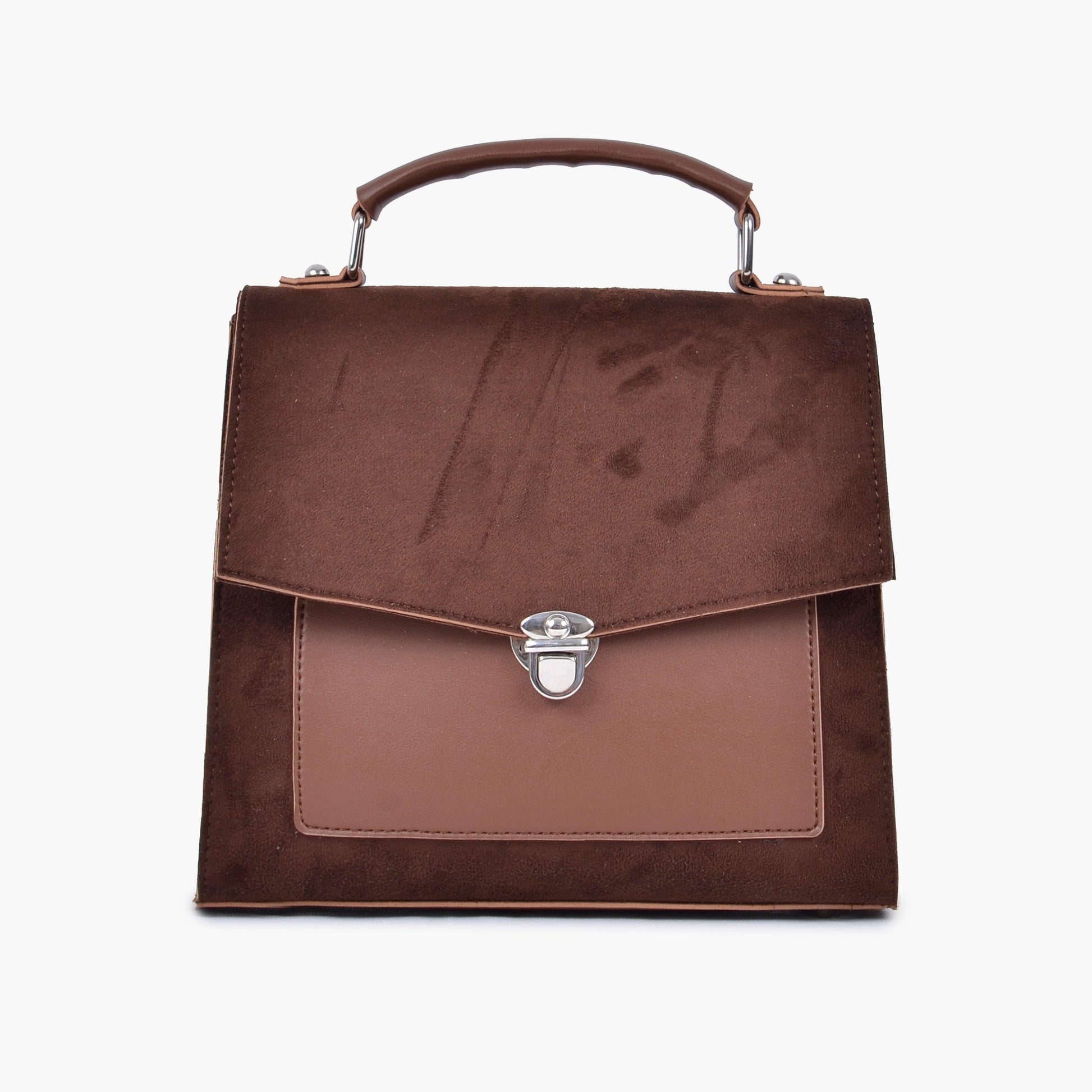 Buy Suede Push Lock Messenger Bag - Brown in Pakistan