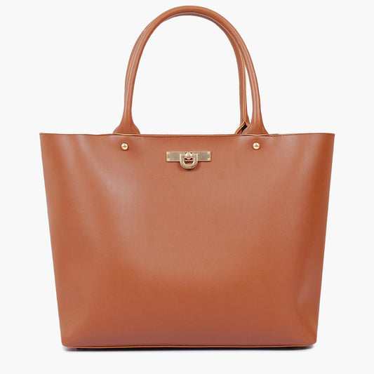 Buy Zipper Tote Bag - Brown in Pakistan
