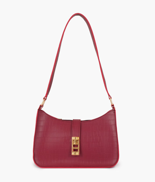 Buy Crocodile Baguette Bag - Burgundy in Pakistan