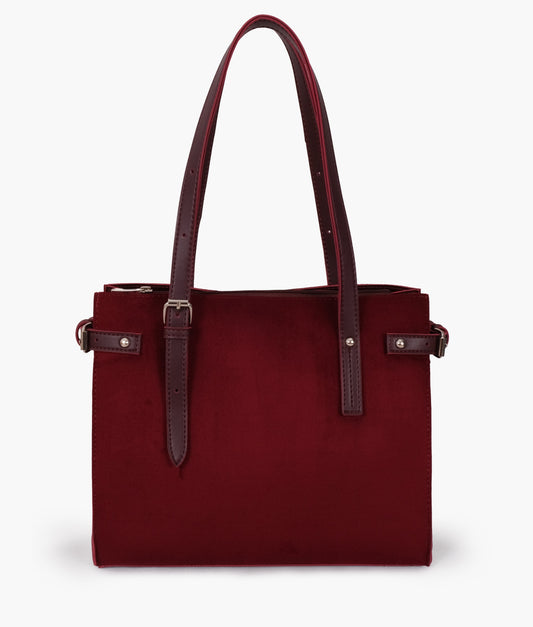 Buy Suede Satchel Tote Bag - Burgundy in Pakistan