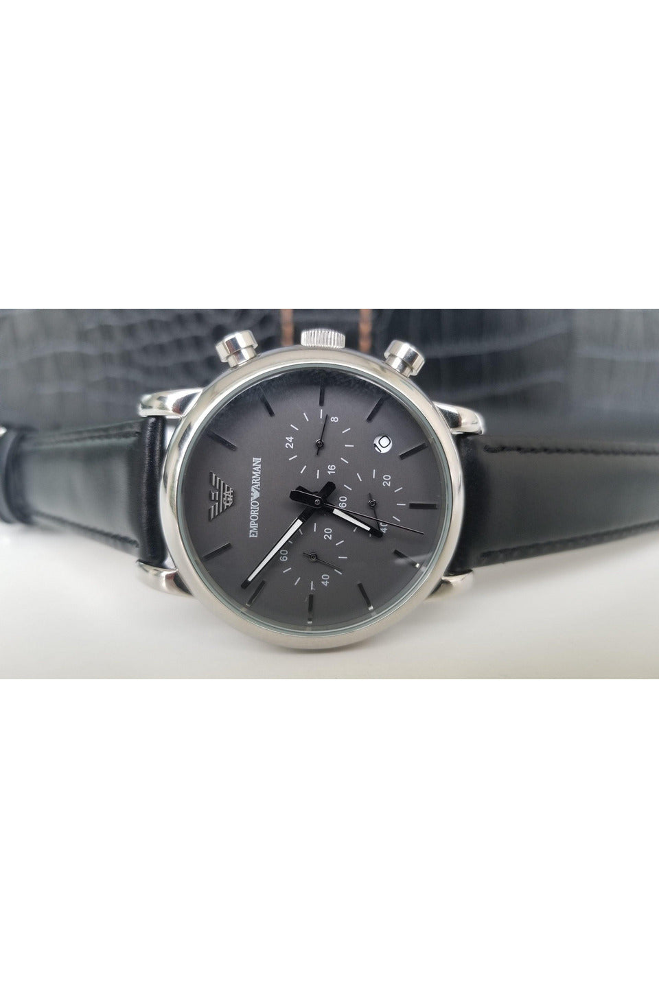 Buy Emporio Armani Luigi Grey Leather Grey Dial Quartz Watch for Gents- EMPORIO ARMANI AR-1735 in Pakistan