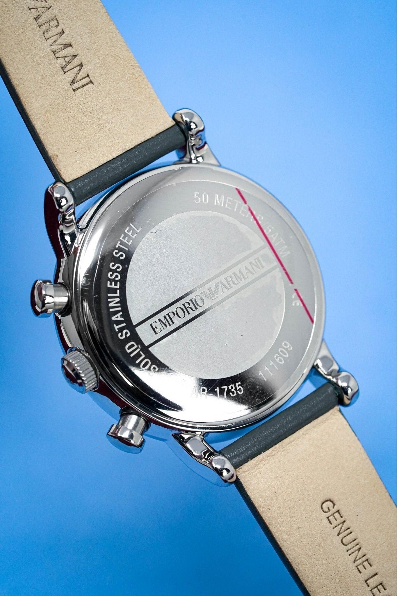 Buy Emporio Armani Luigi Grey Leather Grey Dial Quartz Watch for Gents- EMPORIO ARMANI AR-1735 in Pakistan