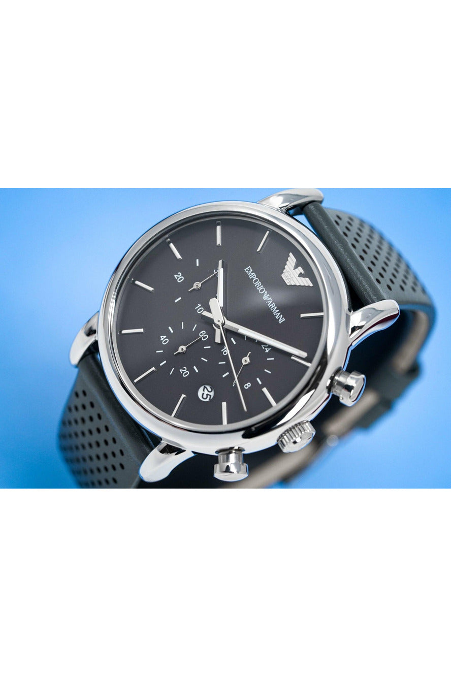 Buy Emporio Armani Luigi Grey Leather Grey Dial Quartz Watch for Gents- EMPORIO ARMANI AR-1735 in Pakistan