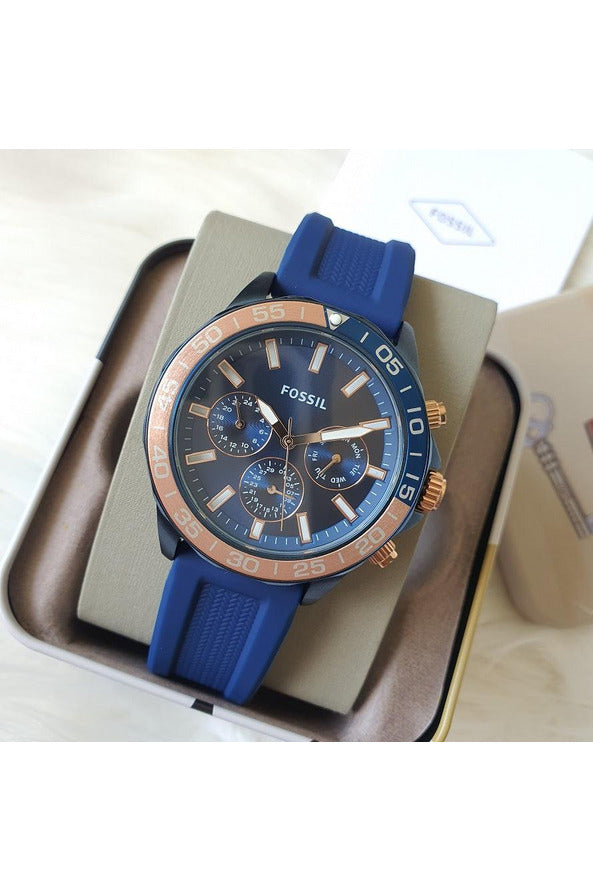 Buy Fossil Men's Quartz Blue Silicone Strap Blue Dial 45mm Watch BQ2498 in Pakistan