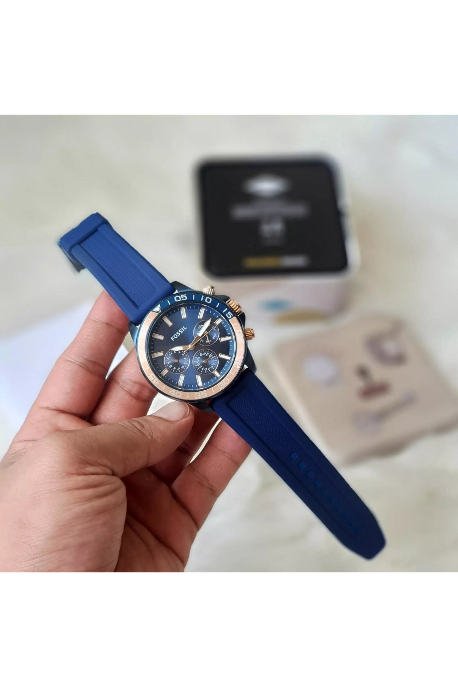 Buy Fossil Men's Quartz Blue Silicone Strap Blue Dial 45mm Watch BQ2498 in Pakistan