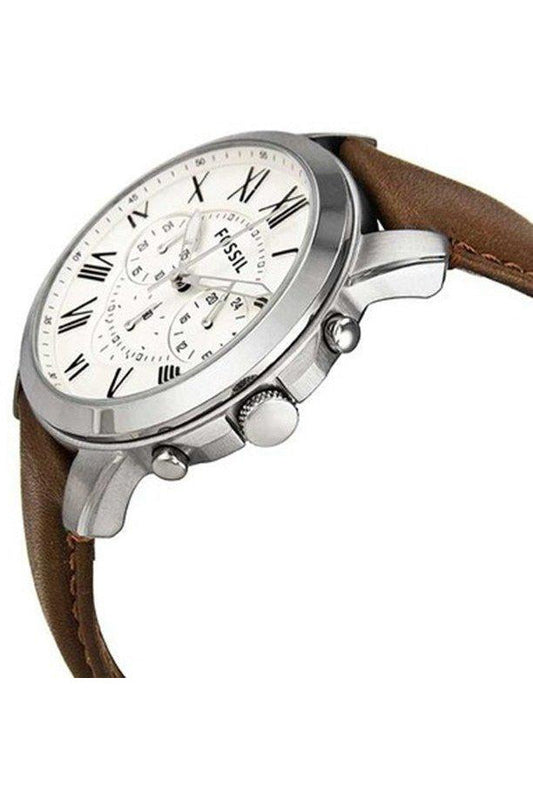 Buy Fossil Men's Chronograph Quartz Brown Leather Strap Beige Dial 44mm Watch FS4735 in Pakistan