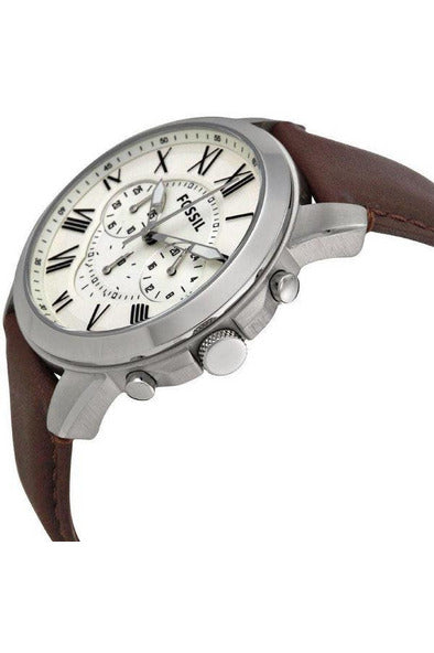 Buy Fossil Men's Chronograph Quartz Brown Leather Strap Beige Dial 44mm Watch FS4735 in Pakistan