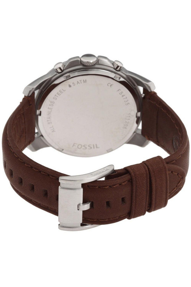 Buy Fossil Men's Chronograph Quartz Brown Leather Strap Beige Dial 44mm Watch FS4735 in Pakistan