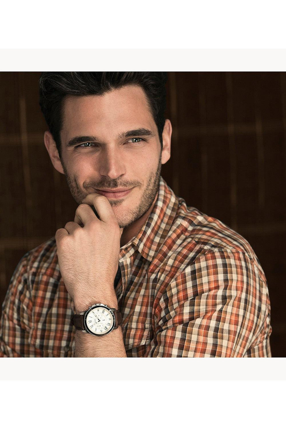 Buy Fossil Men's Chronograph Quartz Brown Leather Strap Beige Dial 44mm Watch FS4735 in Pakistan