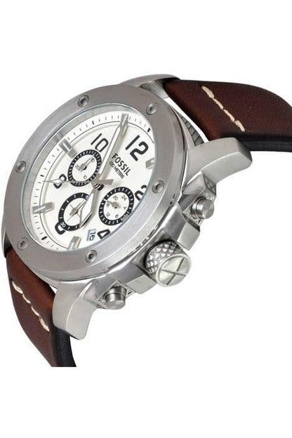 Buy Fossil Men's Quartz Brown Leather Strap White Dial 45mm Watch FS4929 in Pakistan