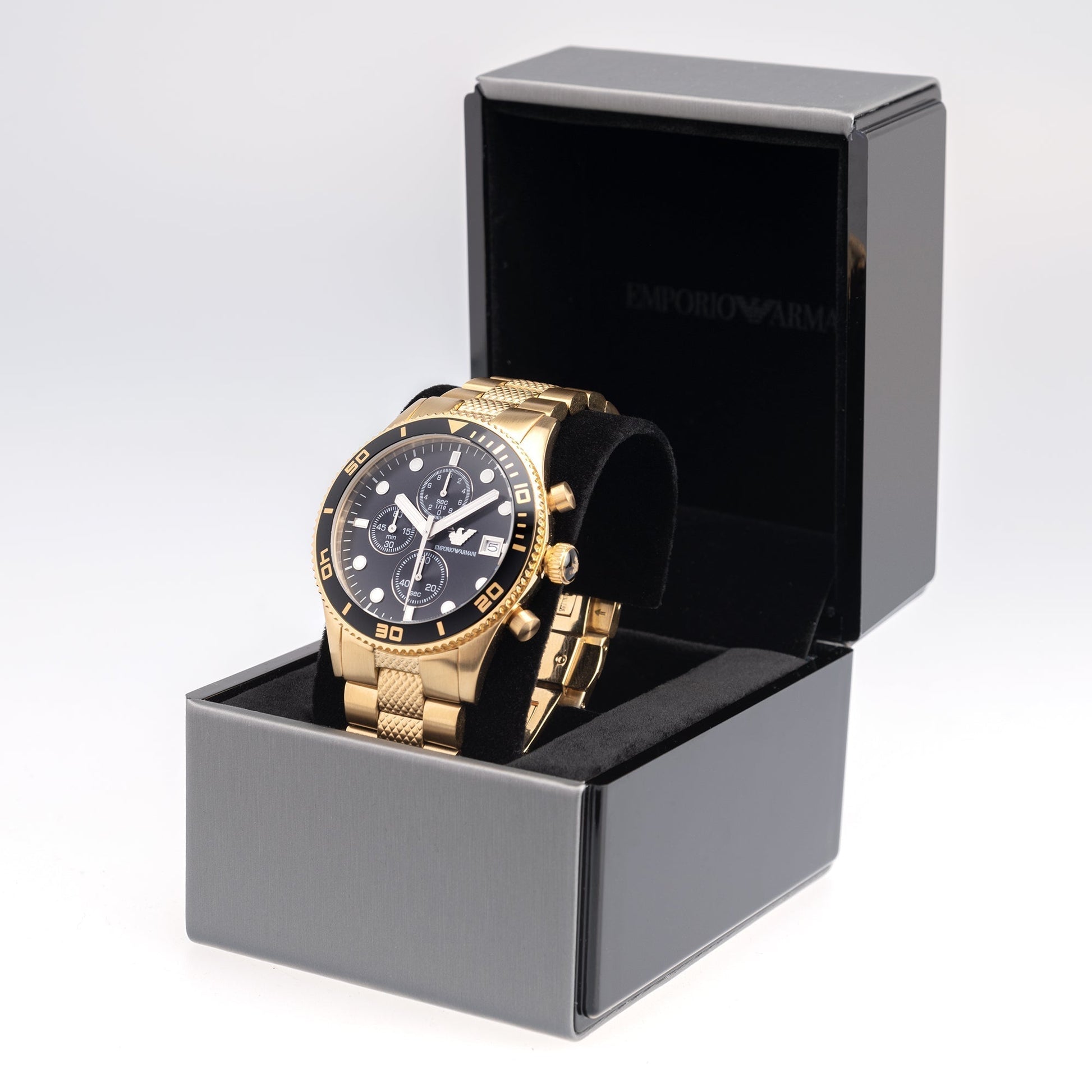 Buy Emporio Armani Black Dial Gold Steel Strap Watch for Men - AR5857 in Pakistan