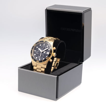 Buy Emporio Armani Black Dial Gold Steel Strap Watch for Men - AR5857 in Pakistan
